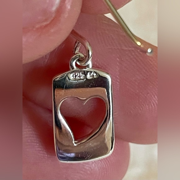 Sterling Silver True Friends Cut Out Heart 925 Dangle Hook Earrings - Picture 4 of 5